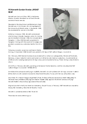 A preview of a PDF biography for Fenske, Kenneth Gordon